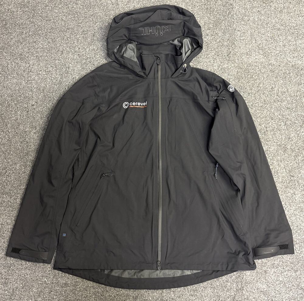 KUHL The One Shell Rain Jacket Black UltraLight Waterproof Hood Full Zip XL